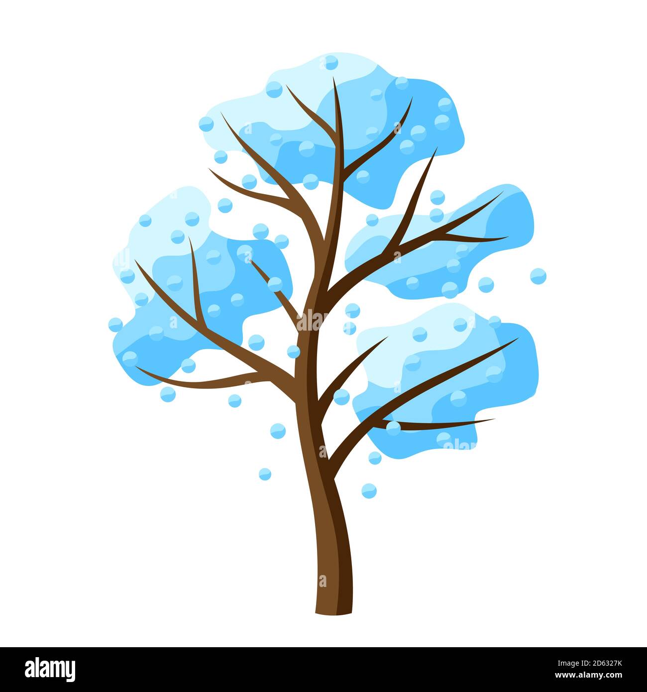 Winterbaum mit fallendem Schnee. Stock Vektor