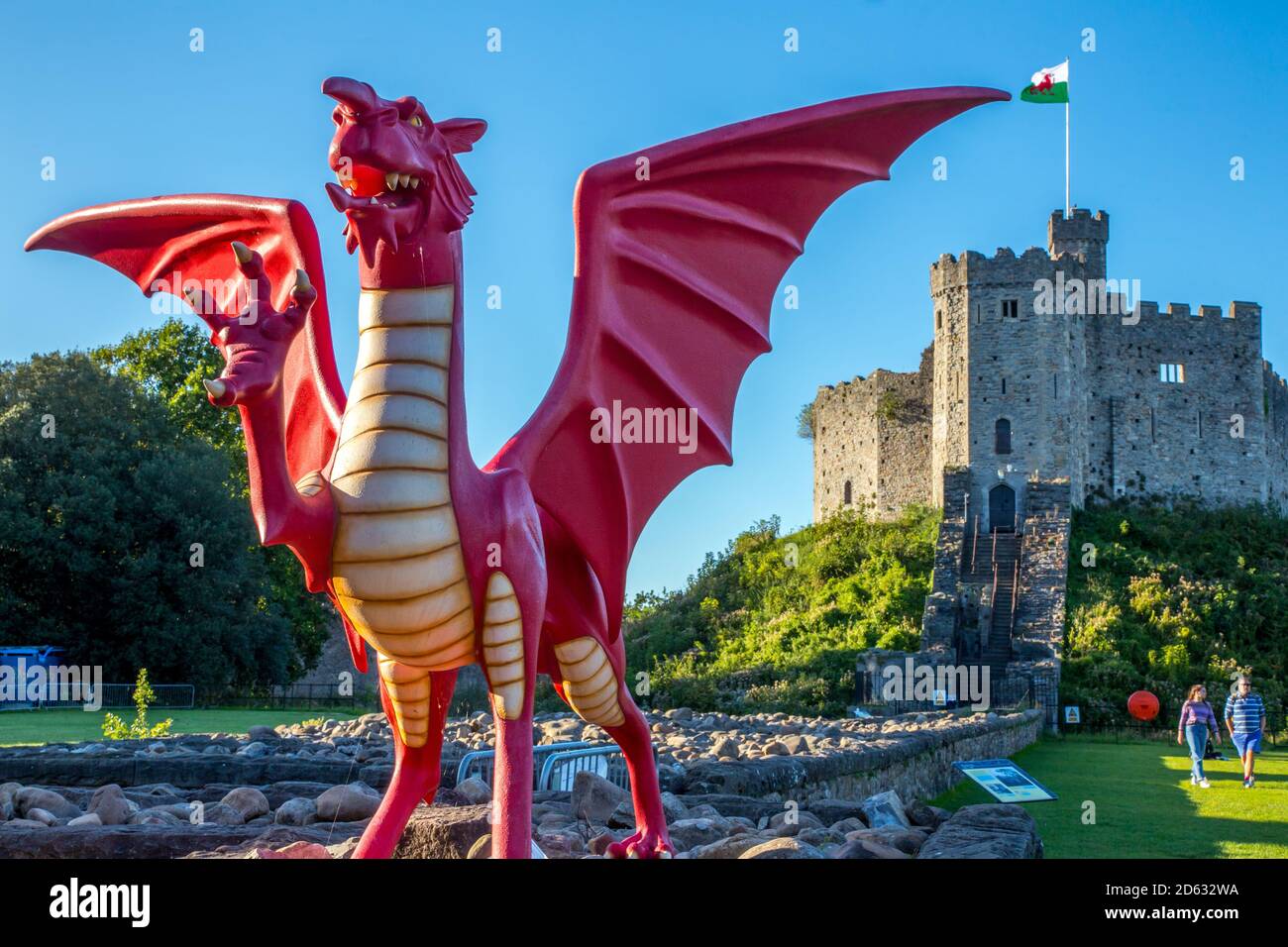 Walisischer Drache in Cardiff Castle, Cardiff, Wales Stockfoto