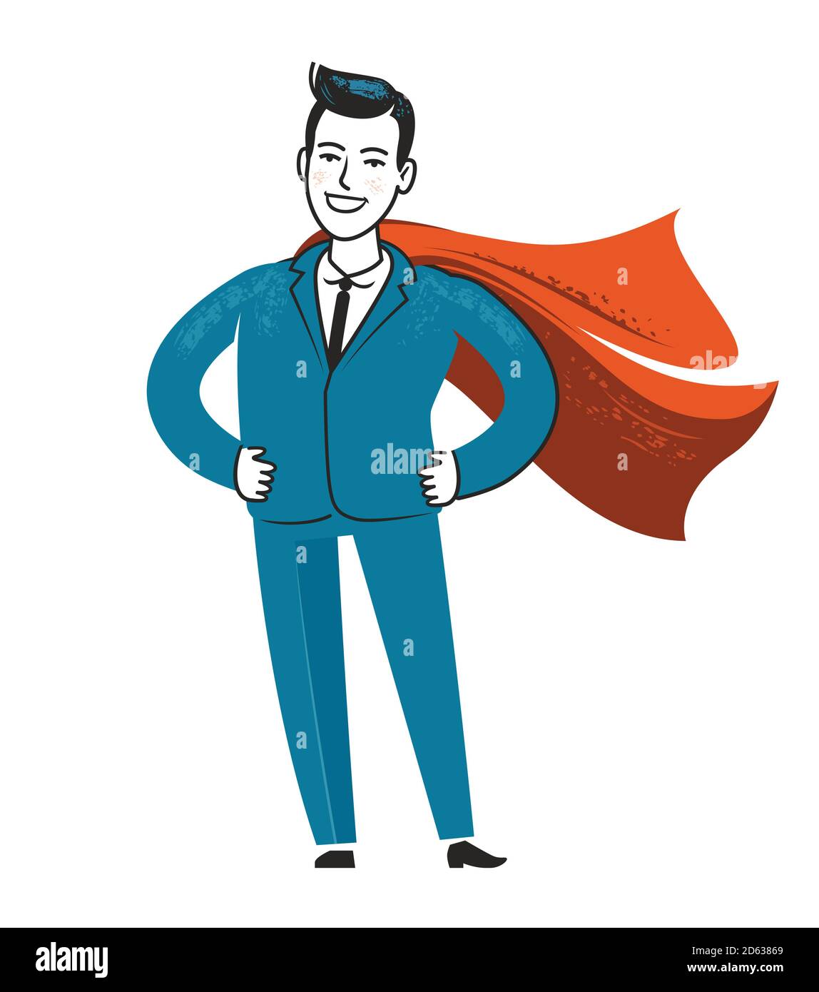 Superheld des Geschäftsmannes. Vektorgrafik für Geschäftserfolg in flacher Form Stock Vektor