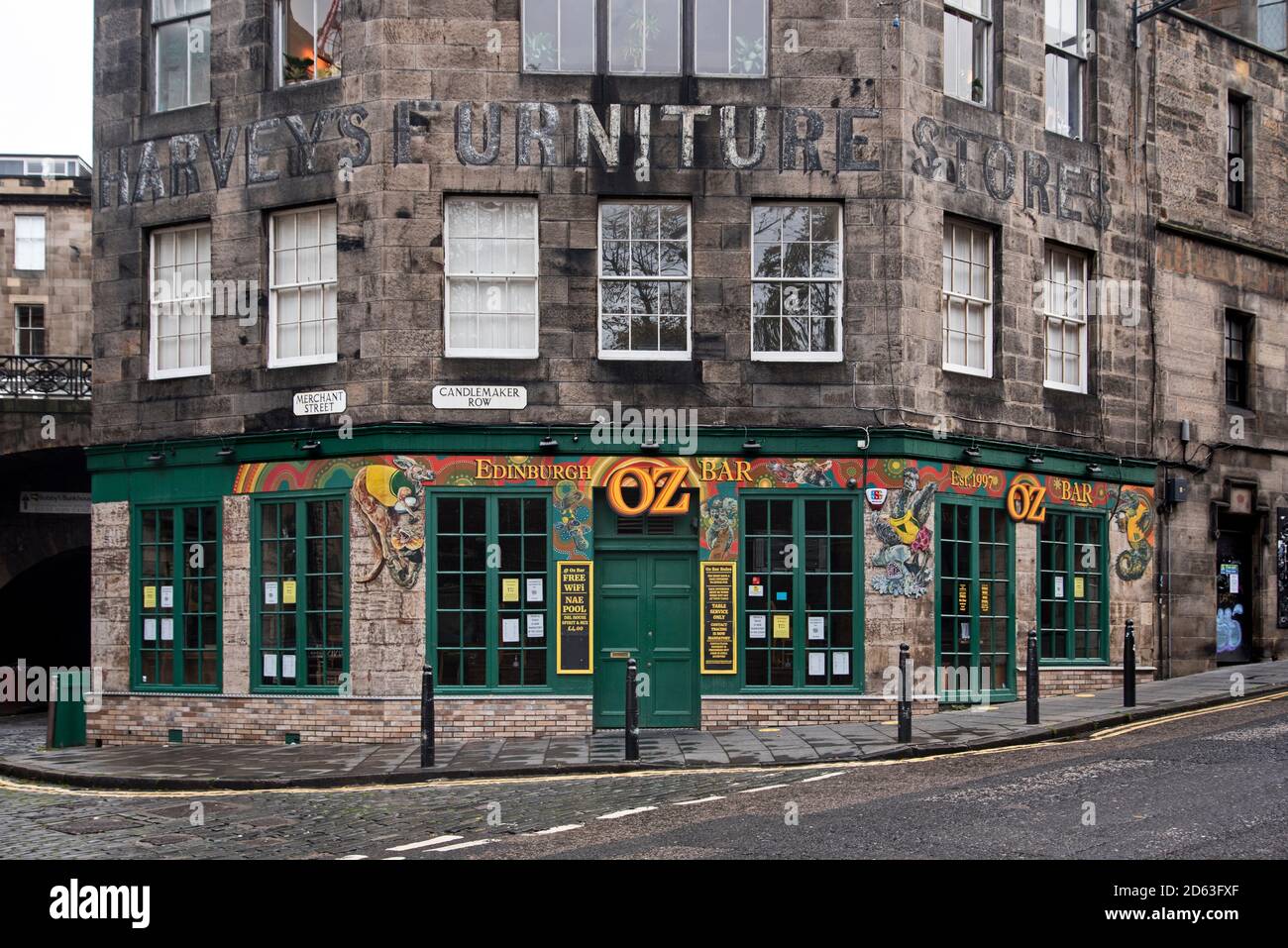 Oz Bar, Bar im australischen Stil in der Candlemaker Row in der Altstadt von Edinburgh. Stockfoto