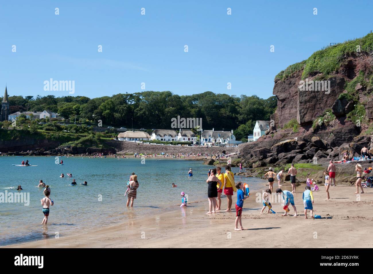 Eine allgemeine Ansicht von East Dunmore Strand, Grafschaft Waterford, Münster, Republik Irland Stockfoto