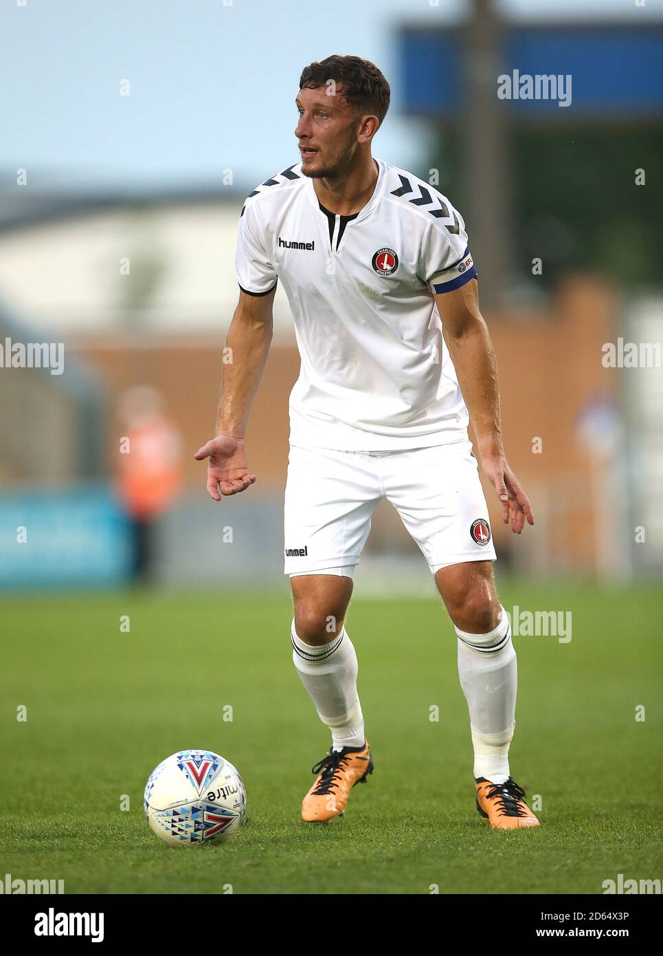 Jason Pearce von Charlton Athletic während des Europa League Qualifikationsspiel bei Belle Vue, Rhyl. DRÜCKEN SIE AUF "ASSOCIATION Photo". Bilddatum: Donnerstag, 25. Juli 2019. Sehen Sie sich PA Story SOCCER Connahs an. Der Fotowredit sollte lauten: Peter Byrne/PA Wire Stockfoto