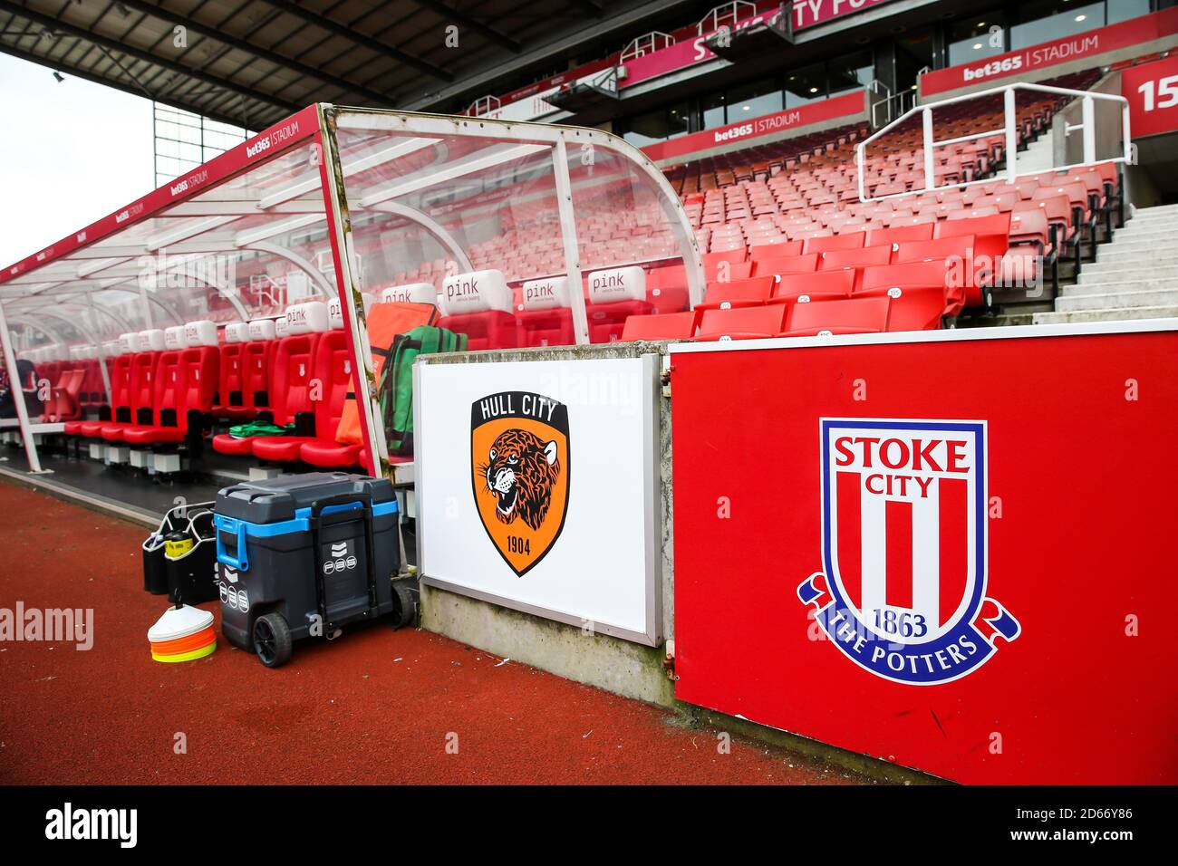 Das Stadion von Stoke City ist vor dem Sky Bet Championship Match im BET365 Stadium für Hull City bereit Stockfoto