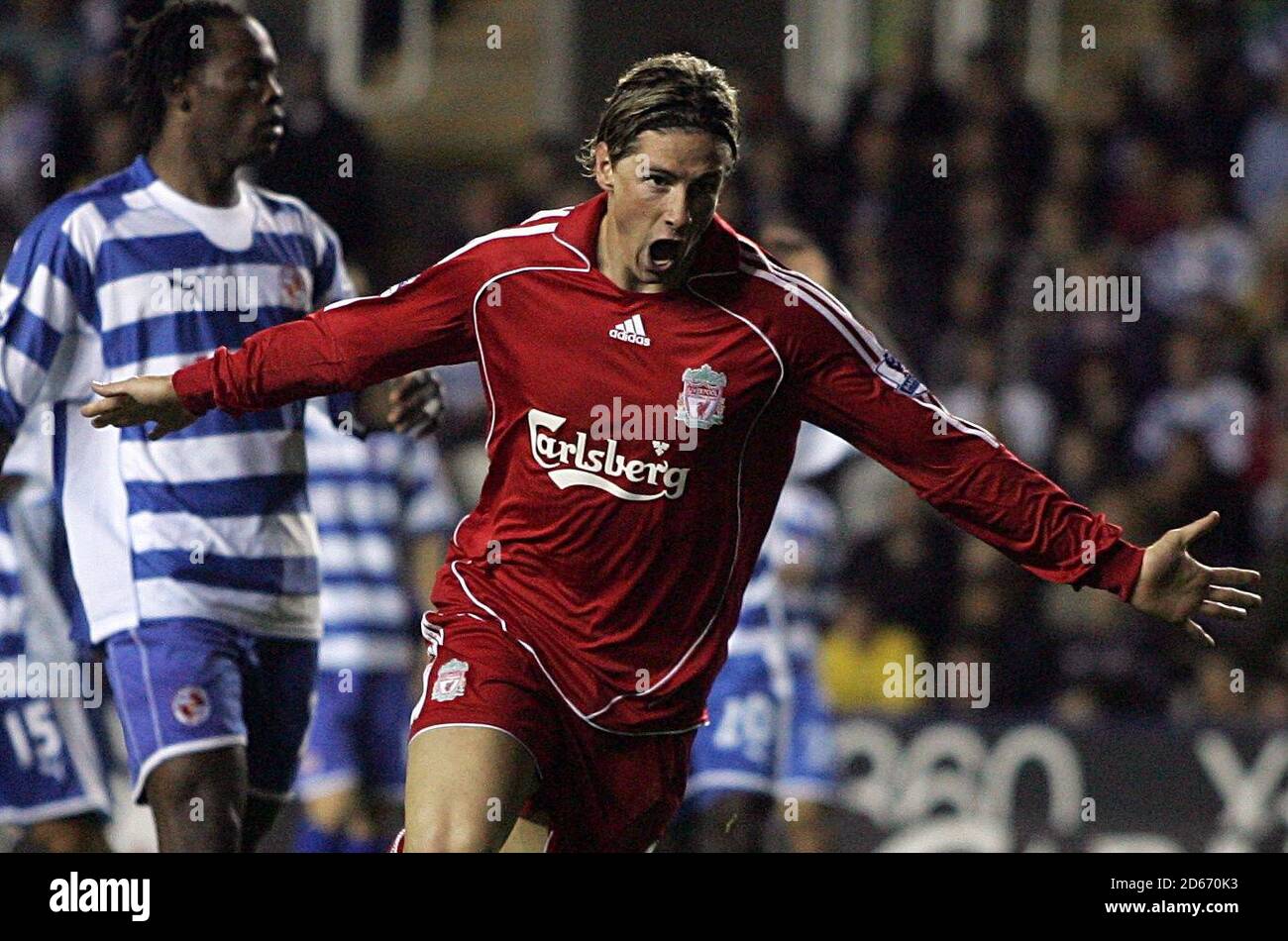 Liverpools Fernando Torres feiert das dritte Tor des Spiels. Stockfoto