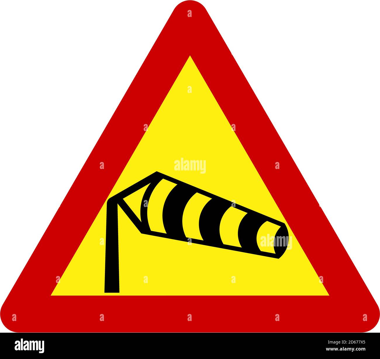 Warnzeichen mit Seitenwind-symbol Stockfoto