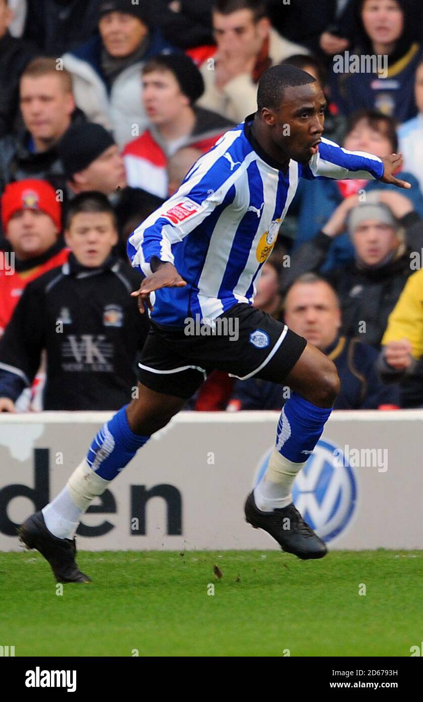 Jermaine Johnson von Sheffield Wednesday feiert sein Ziel Stockfoto