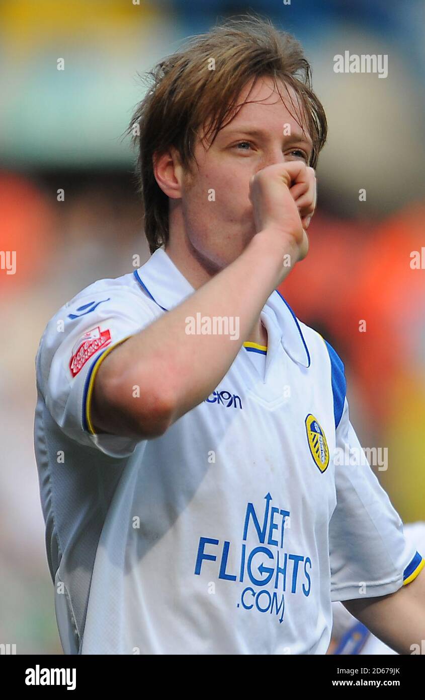 Luciano Becchio von Leeds United feiert sein Ziel Stockfoto