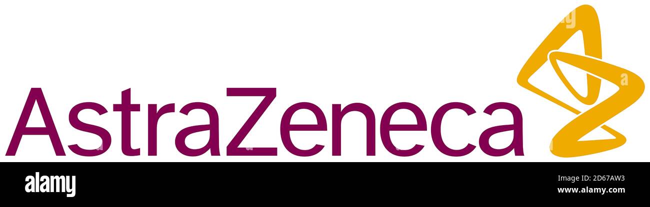 Logo des britischen Pharmaunternehmens AstraZeneca mit Sitz in London. - Vereinigtes Königreich. Stockfoto