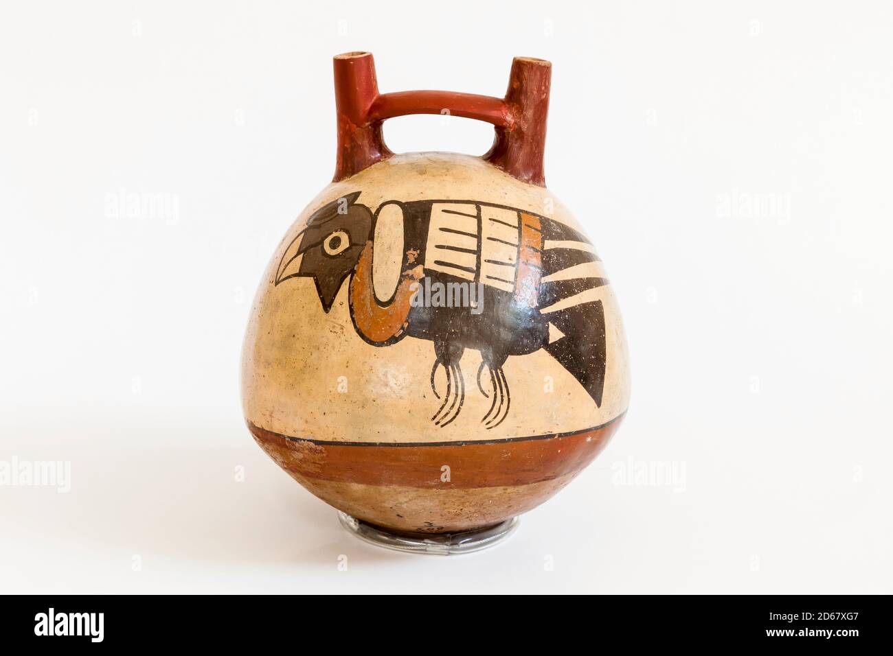 Doppelflasche mit Ausguss, Nazca Sammlung von Museumslager, 'Nationalmuseum für Archäologie, Anthropologie und Geschichte von Peru', Lima, Peru, Südamerika Stockfoto