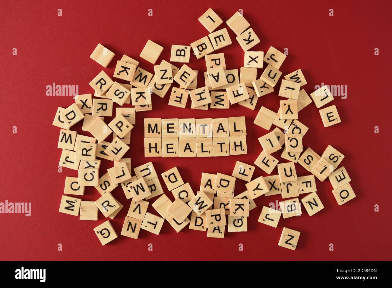 Psychische Gesundheit mit Buchstaben geschrieben Stockfoto