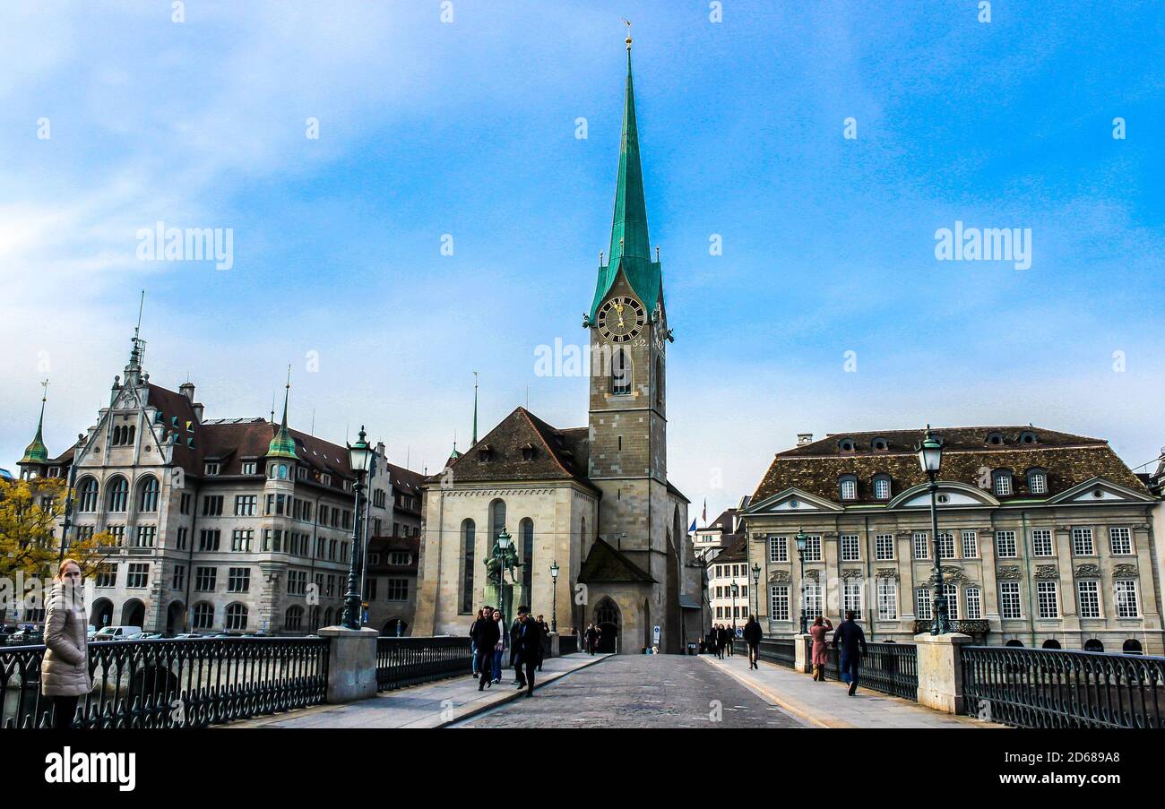 Die Fraumünster Kirche. Zürich, Schweiz Stockfoto