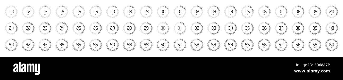 Timer, Uhr, Stoppuhr isolierte Set-Symbole. Beschriften Sie die Garzeit. Vektorgrafik. EPS 10 Stock Vektor