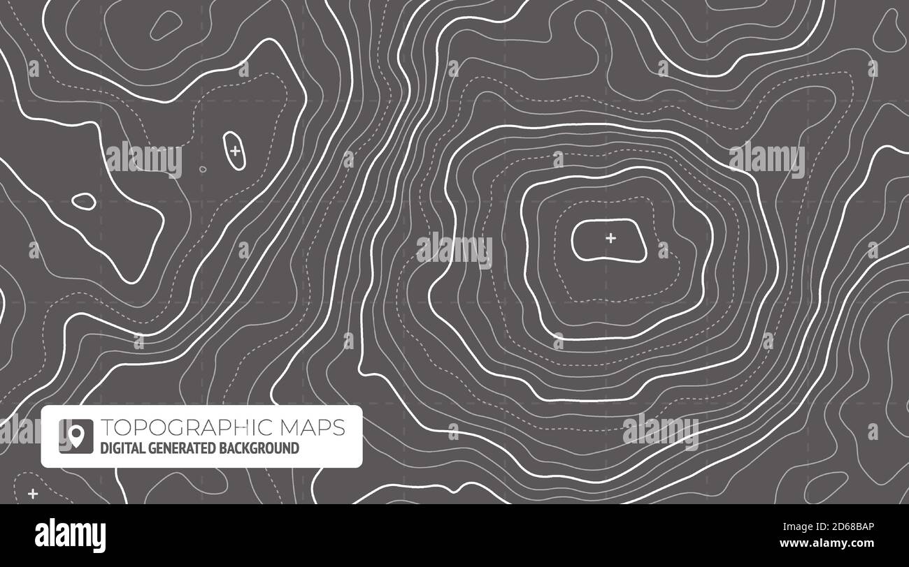 Geografisches Topografisches Kartenraster. Topographie Kartenhintergrund. Vektor-Webbanner in Grautönen. Stock Vektor