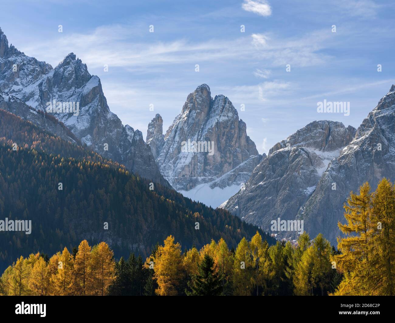 Sextner Dolomiten - Sextner Dolomiten, Teil des UNESCO Welterbes die Dolomiten im Herbst. europa, Mitteleuropa, italien, oktober Stockfoto