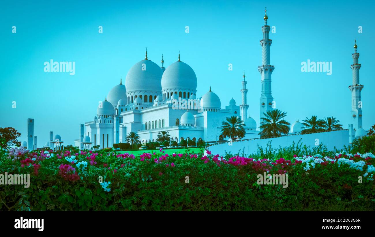 Scheich Zayed große Moschee in Abu Dahai, Vereinigte Arabische Emirate Stockfoto