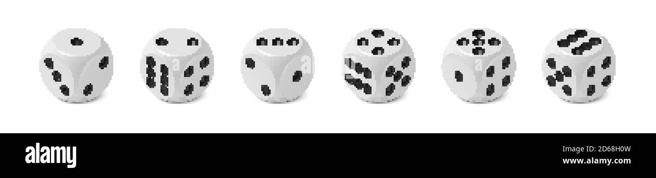 Set aus sechs realistischen isometrischen Spieldices mit abgerundeter Kante Und Winkel Stock Vektor