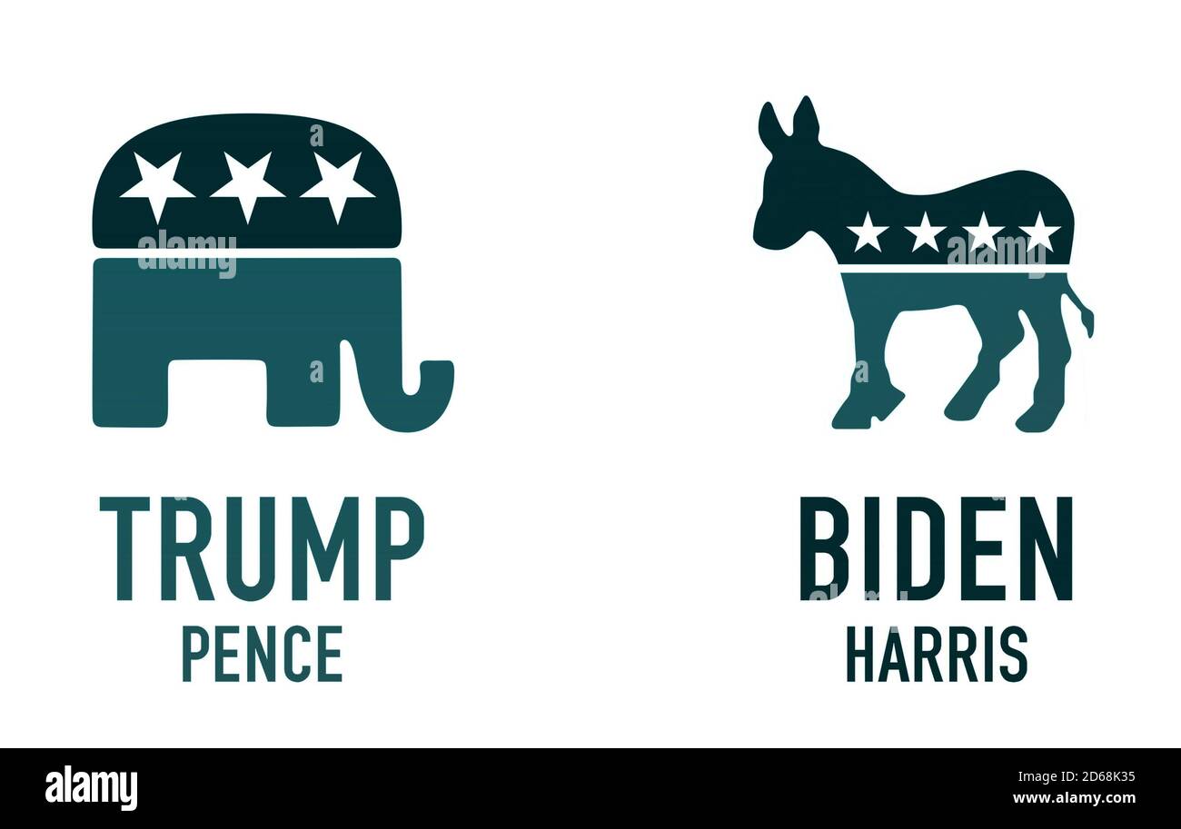 Republikaner versus Demokraten - Präsidentschaftswahl 2020 Stockfoto