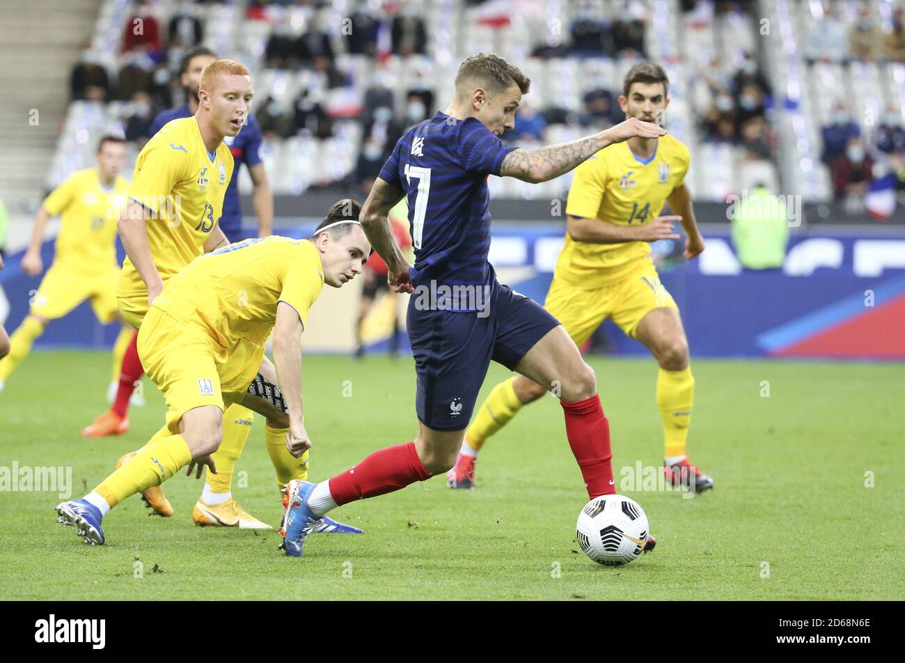 ucas Digne von Frankreich während des internationalen Freundschaftsspiels zwischen Frankreich und der Ukraine am 7. Oktober 2020 im Stade de France in Saint- Stockfoto