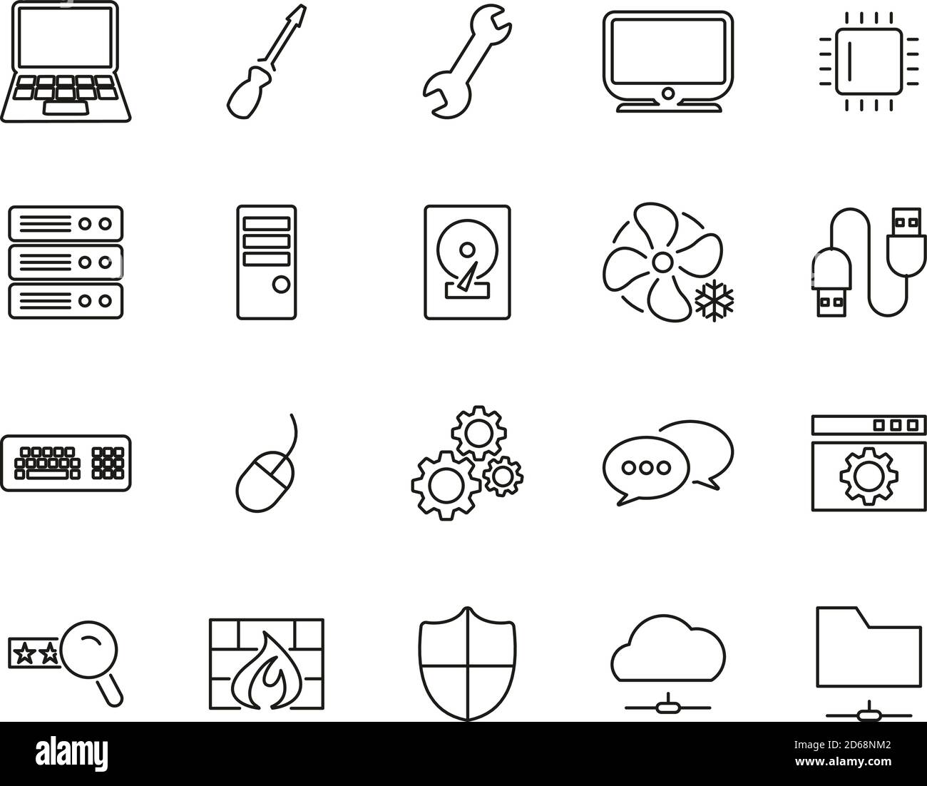 Computer Reparatur Oder Computer Service Icons Thin Line Set Big Stock Vektor