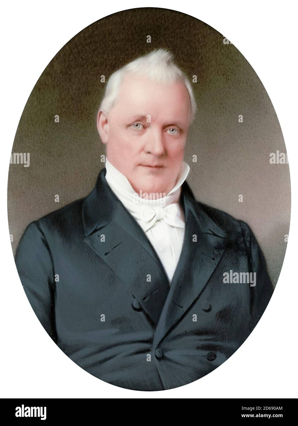 James Buchanan Jr (1791-1868), amerikanischer Politiker, der als fünfzehnter Präsident der Vereinigten Staaten diente, Porträtminiatur von John Henry Brown, um 1865 Stockfoto
