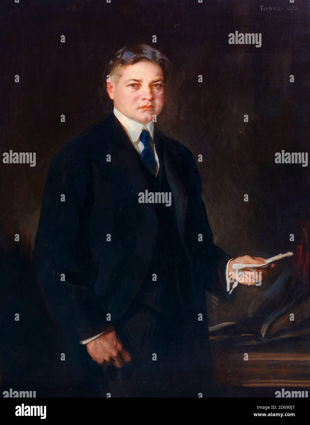 Herbert Hoover (1874-1964), amerikanischer Politiker, Geschäftsmann und Ingenieur, der als 31. Präsident der Vereinigten Staaten diente, Porträtmalerei von Edmund Charles Tarbell, 1921 Stockfoto