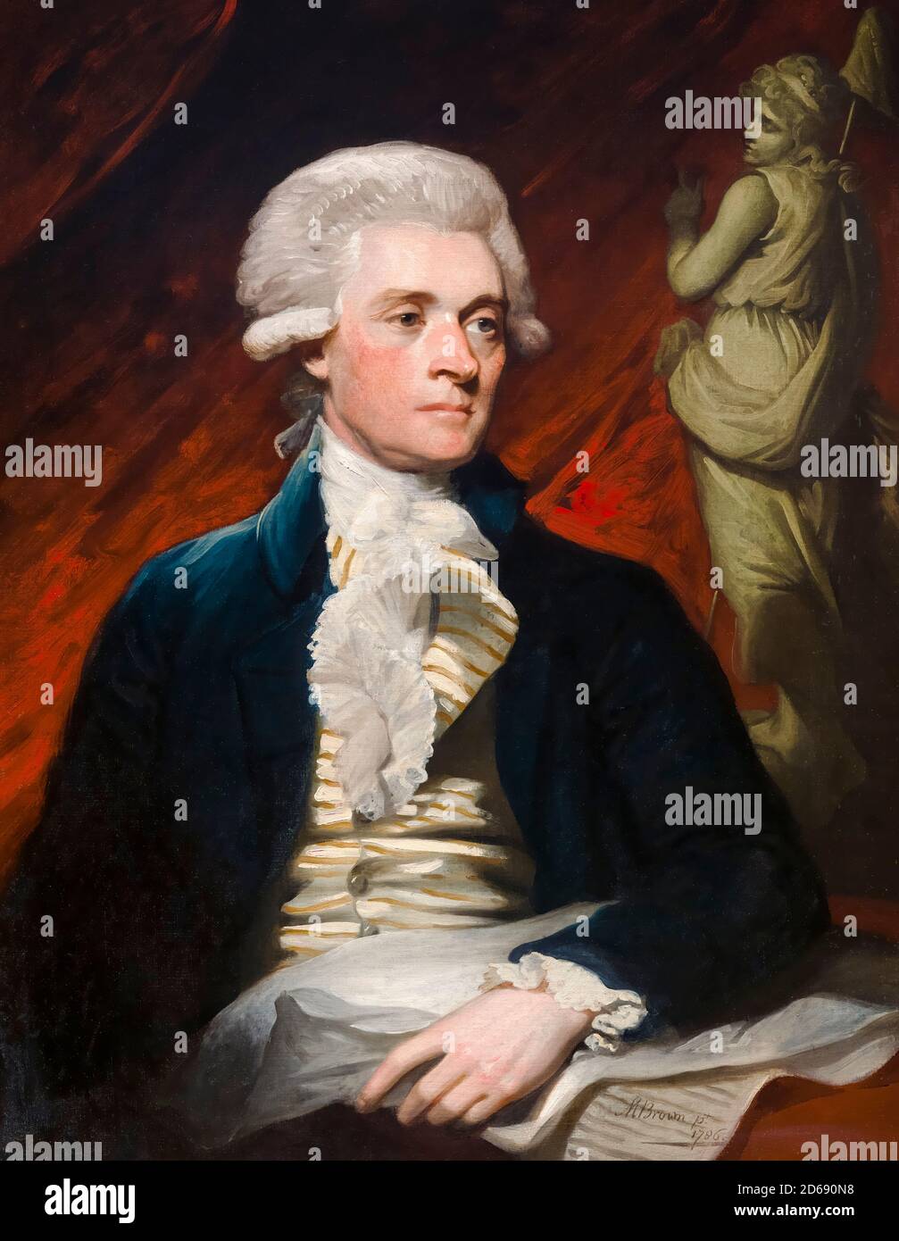 Thomas Jefferson (1743-1826), amerikanischer Staatsmann und Gründungsvater, der als 3. Präsident der Vereinigten Staaten diente, Porträtmalerei von Mather Brown, 1786 Stockfoto