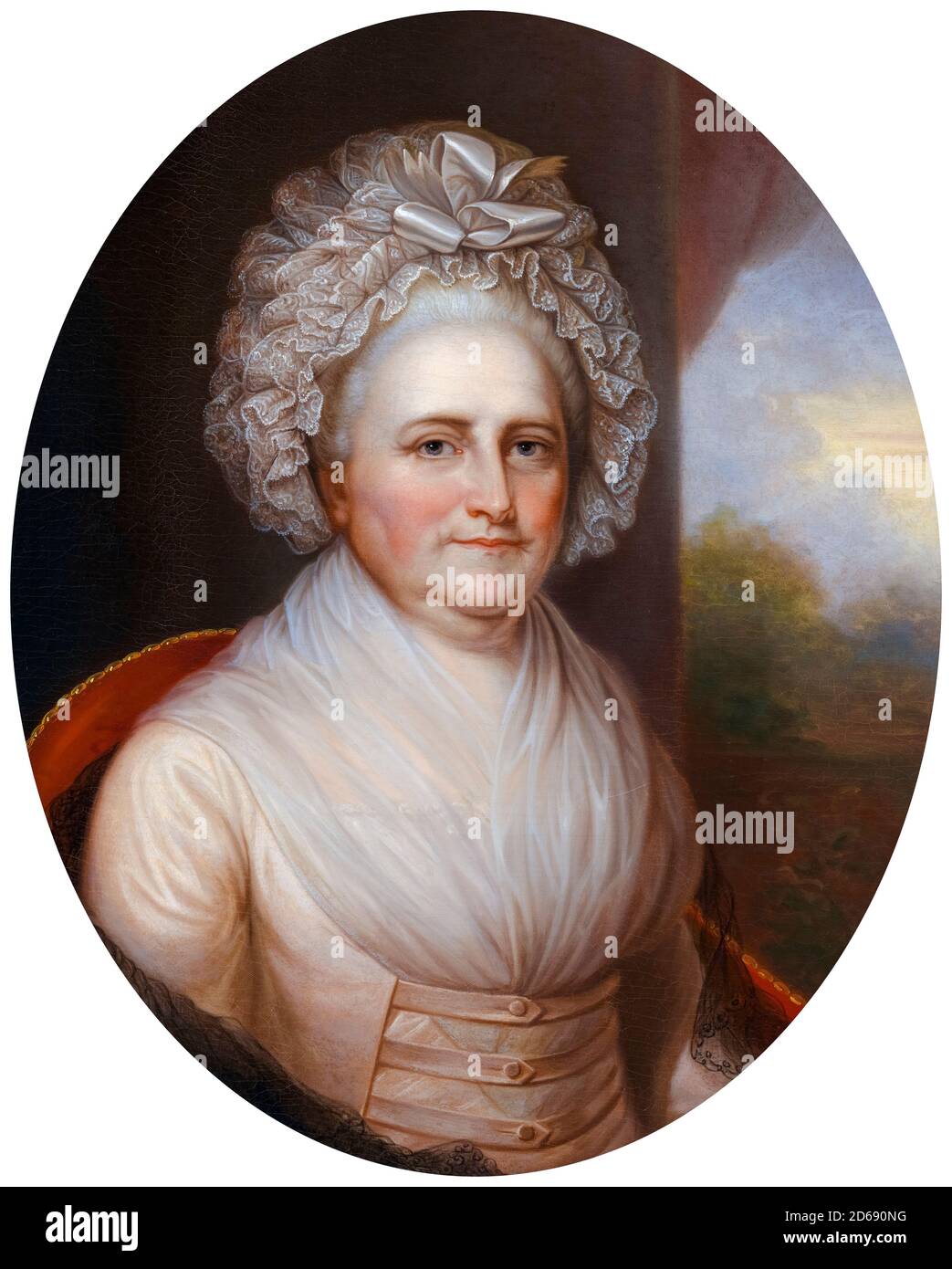 Martha Washington (1731-1802), erste First Lady der Vereinigten Staaten, Porträtmalerei von Rembrandt Peale, 1853 Stockfoto