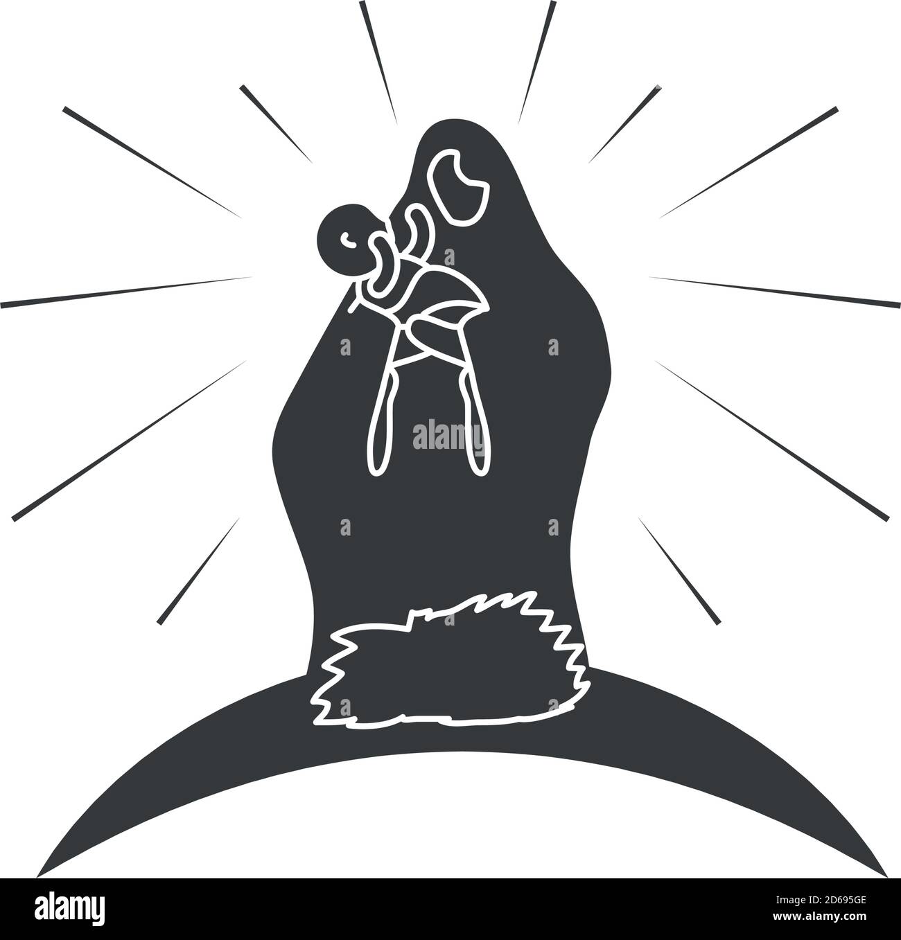 geburt, heilige maria mit Baby jesus, traditionelle Feier religiöse Vektor Illustration Silhouette Stock Vektor