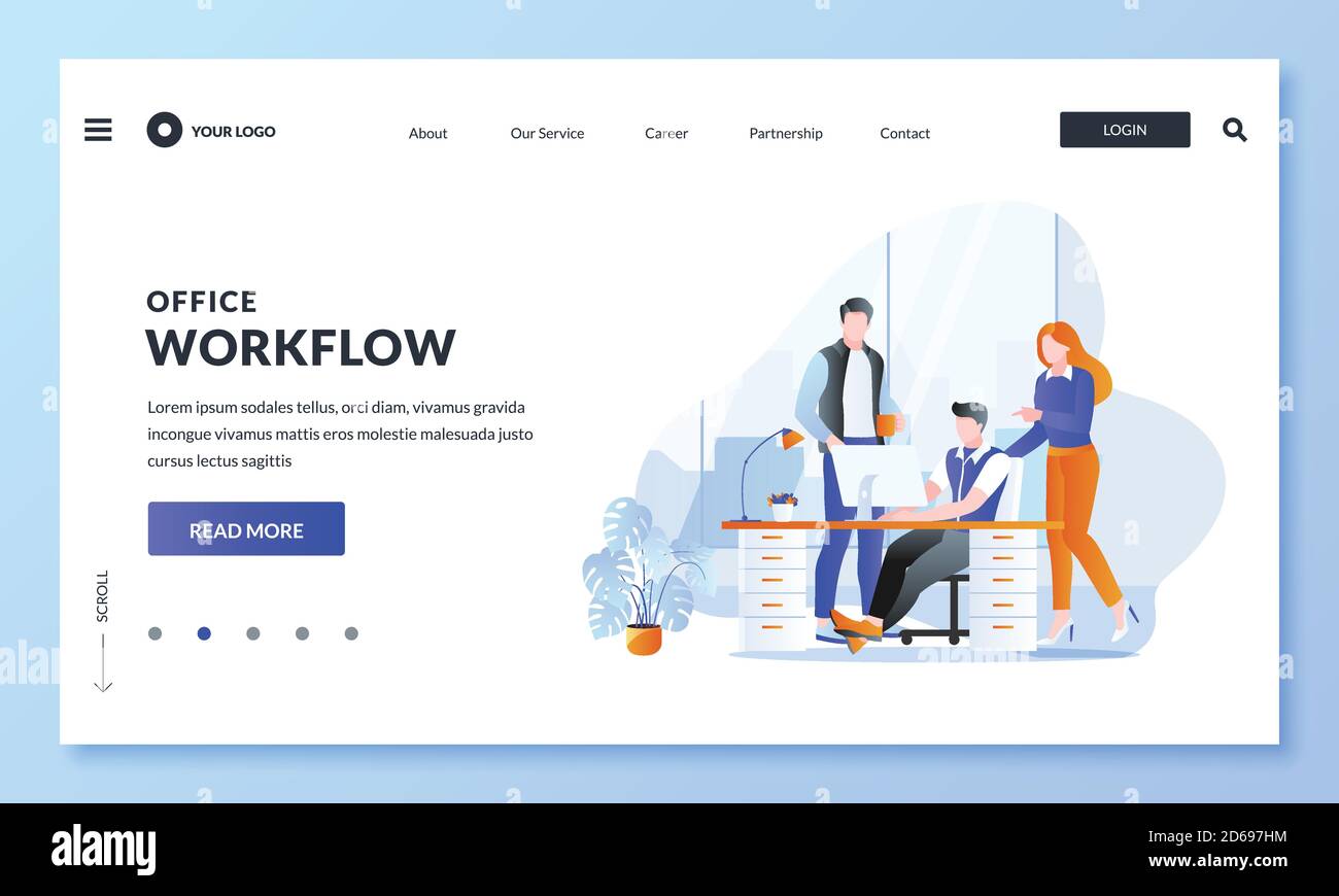 Teamwork, Geschäftskommunikation und Office Workflow Konzept. Vektor flache Illustration von Geschäftsleuten Zeichen. Kollegen diskutieren Projekt bei Stock Vektor