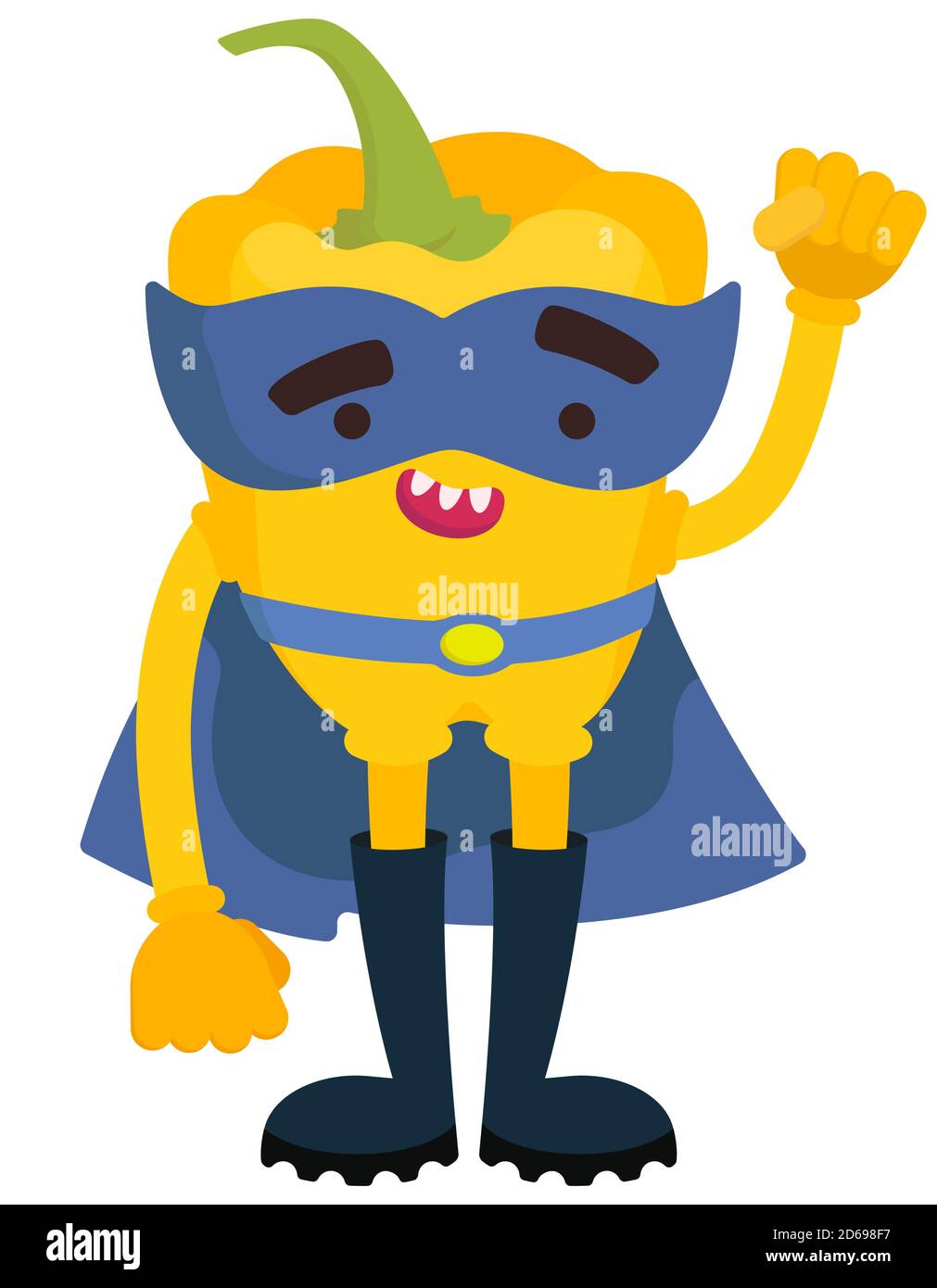 Lustige Gemüse Superhelden. Paprika im Cartoon-Stil. Stock Vektor