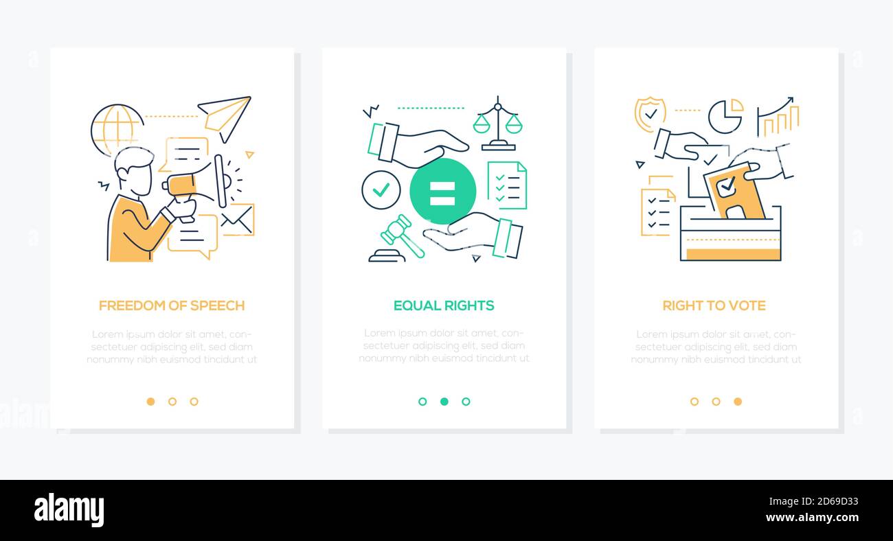 Bürgerrechte Konzept Linie Design Stil Web-Banner Stock Vektor