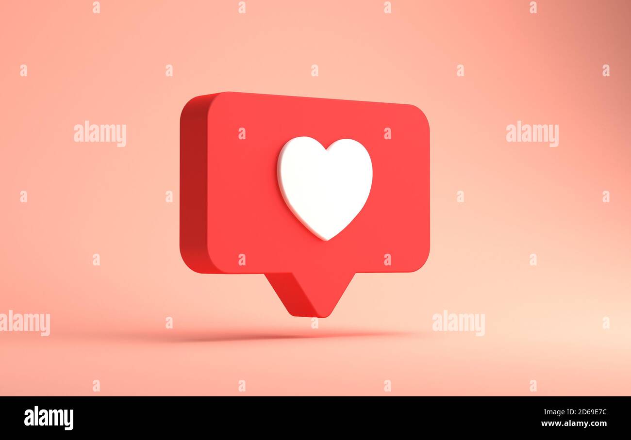 3d-Rendering von Social Media wie Floating Notification isoliert auf Ein rosa Hintergrund Stockfoto