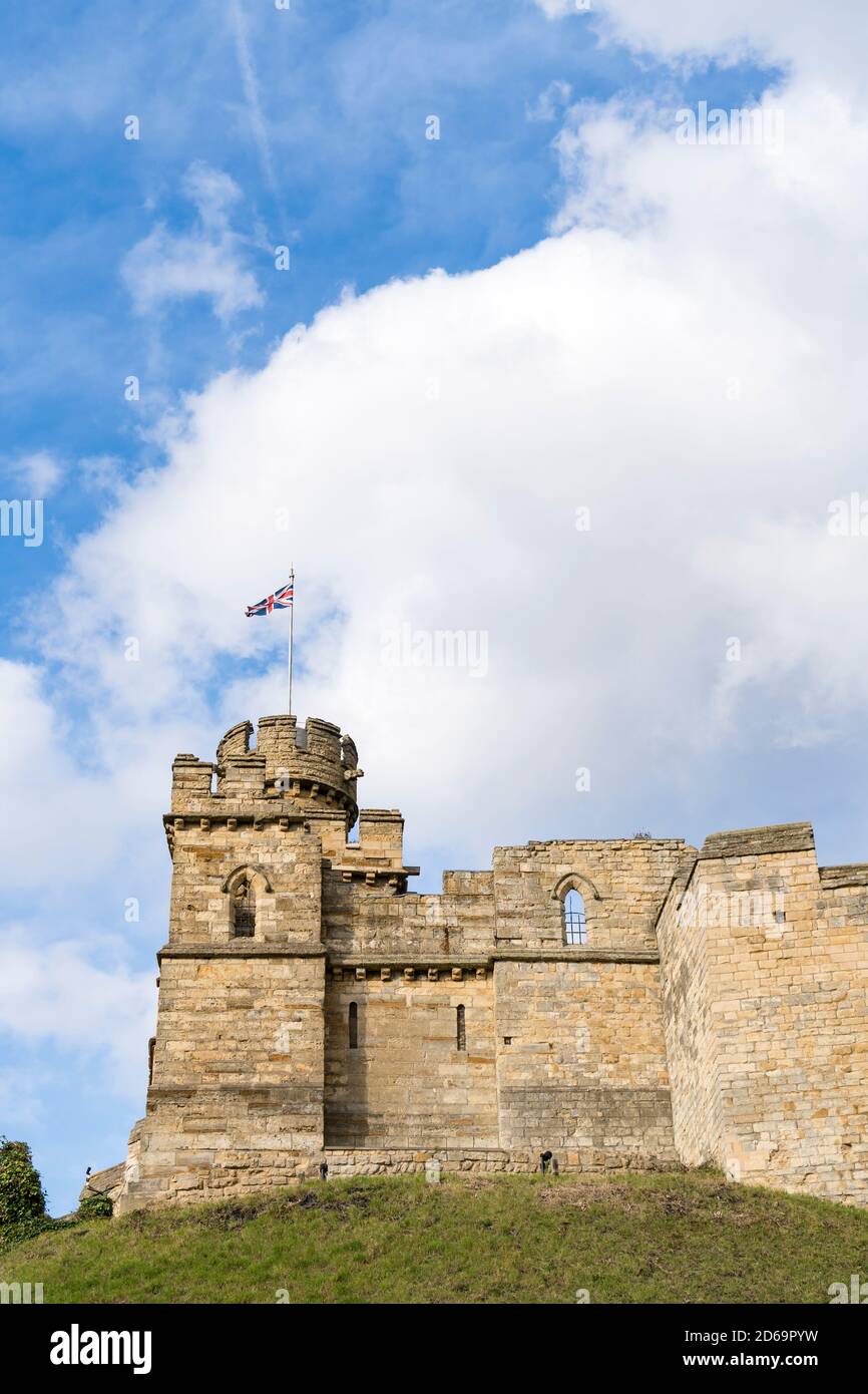 Lincoln Castle Aussichtsturm und Mauern Lincoln City Lincolnshire Oktober 2020 Stockfoto