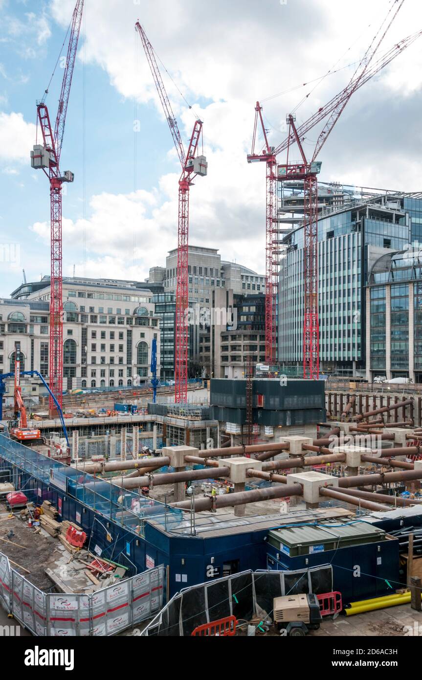 2016 Entwicklungsstandort des neuen Hauptquartiers von Goldman Sachs am Plumtree Court, Shoe Lane in der Farringdon Street, London. Stockfoto