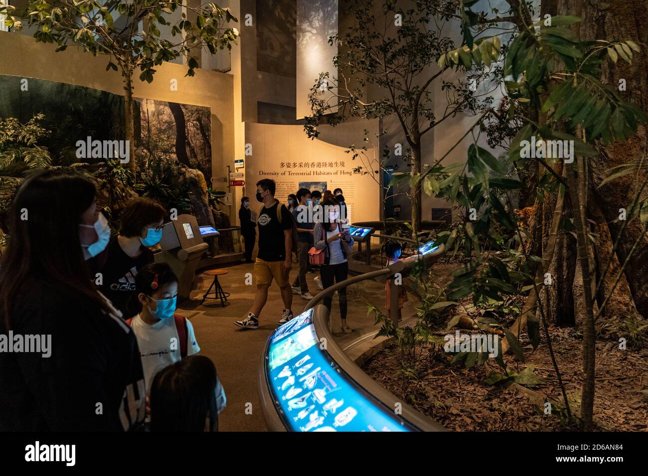 Hongkong, China. Oktober 2020. Besucher mit Gesichtsmasken in der Ausstellung.die Dauerausstellung „Hong Kong Story“ im Hong Kong Museum of History wird im Laufe dieses Monats wegen einer umfangreichen Renovierung geschlossen. Kredit: SOPA Images Limited/Alamy Live Nachrichten Stockfoto