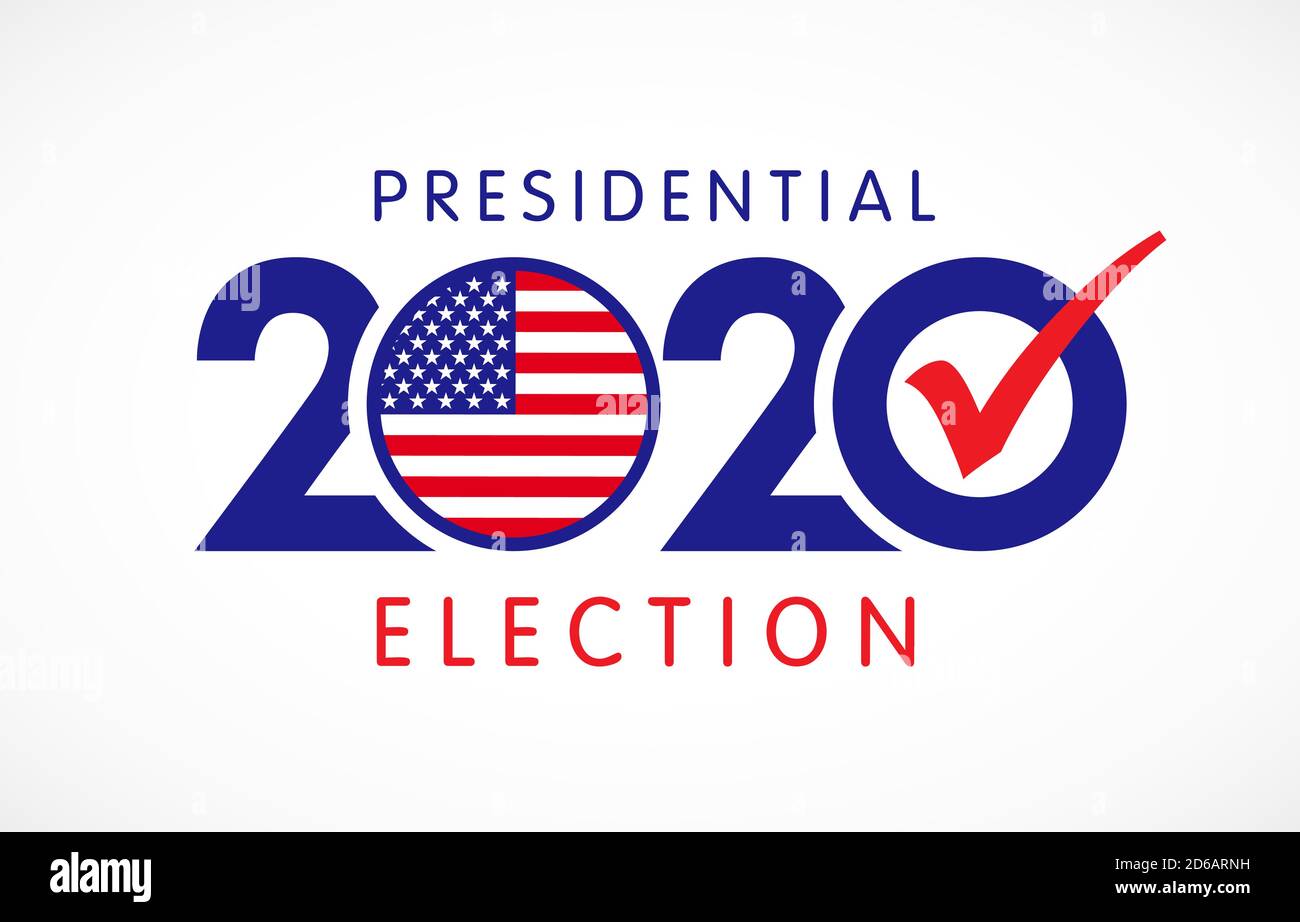 2020 Banner zur Präsidentschaftswahl in den Vereinigten Staaten von Amerika. Wählen Sie 2020 Banner mit Flagge USA. Vektorgrafik Wahltag Stock Vektor