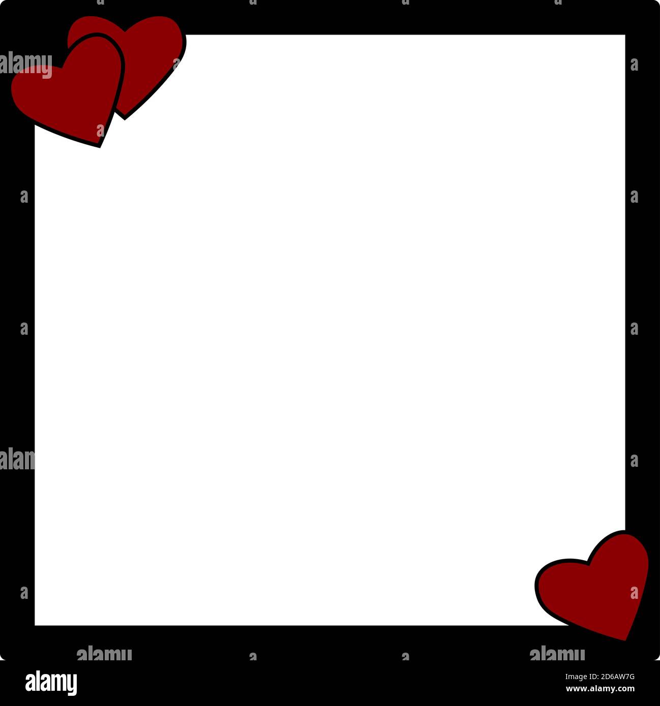Rote Herzen auf einem schwarzen Fotorahmen Stock Vektor