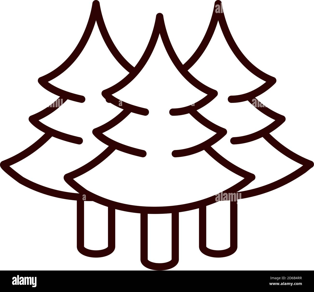 Bäume Wald Natur Laub Vektor Illustration Linie Symbol Stil Stock Vektor