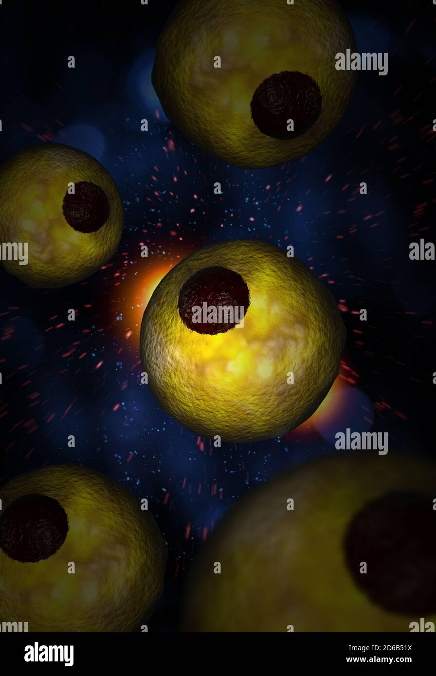 Gesunde weisse menschlichen Fettzellen auch bekannt als adipozyten 3D-Darstellung Stockfoto