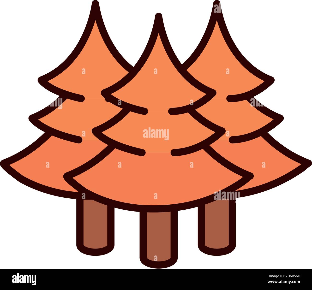 Bäume Wald Natur Laub Vektor Illustration Linie füllen Symbol Stock Vektor