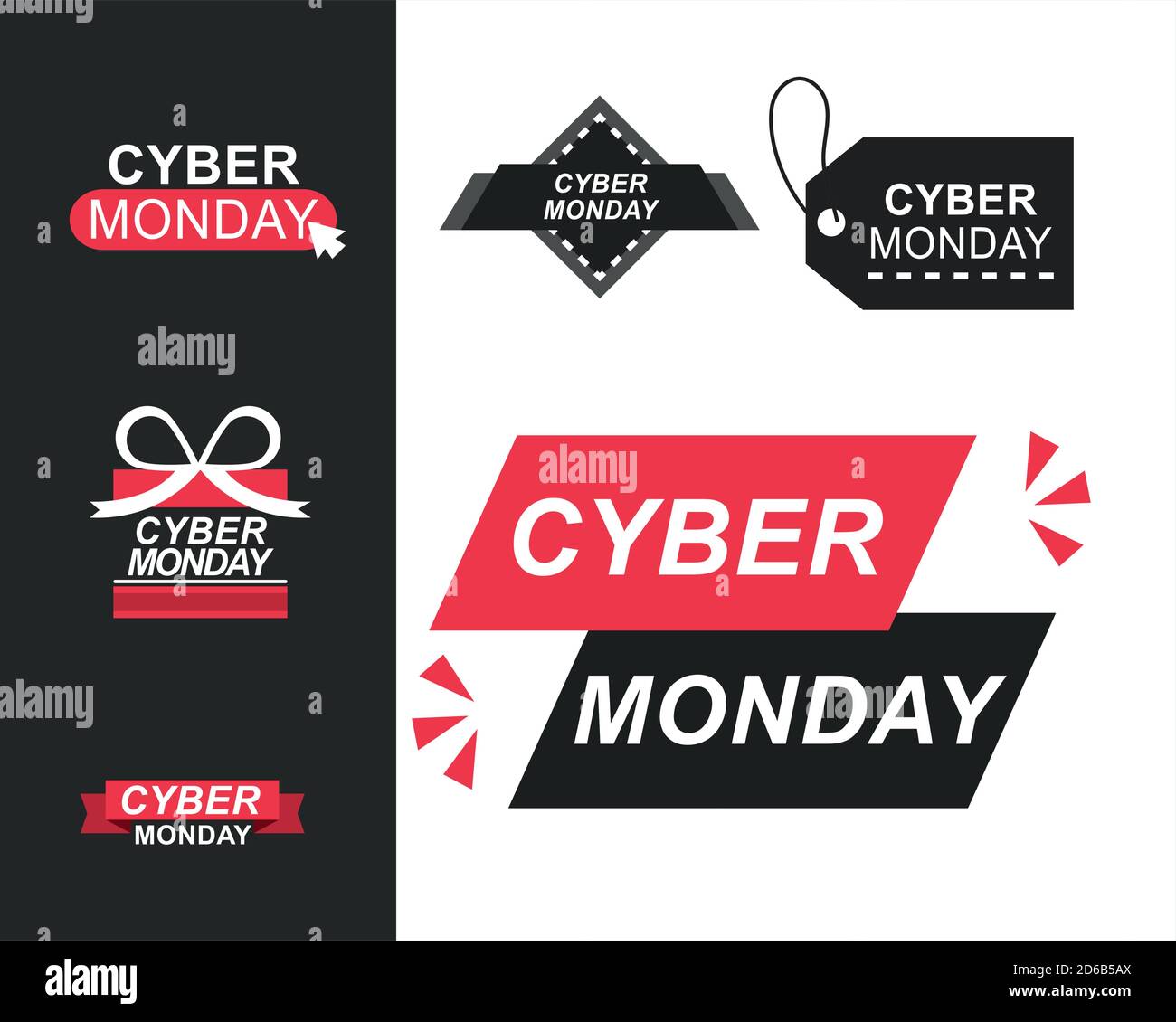 Cyber monday, Etiketten eCommerce und Shopping-Symbole Vektor Illustration Stock Vektor