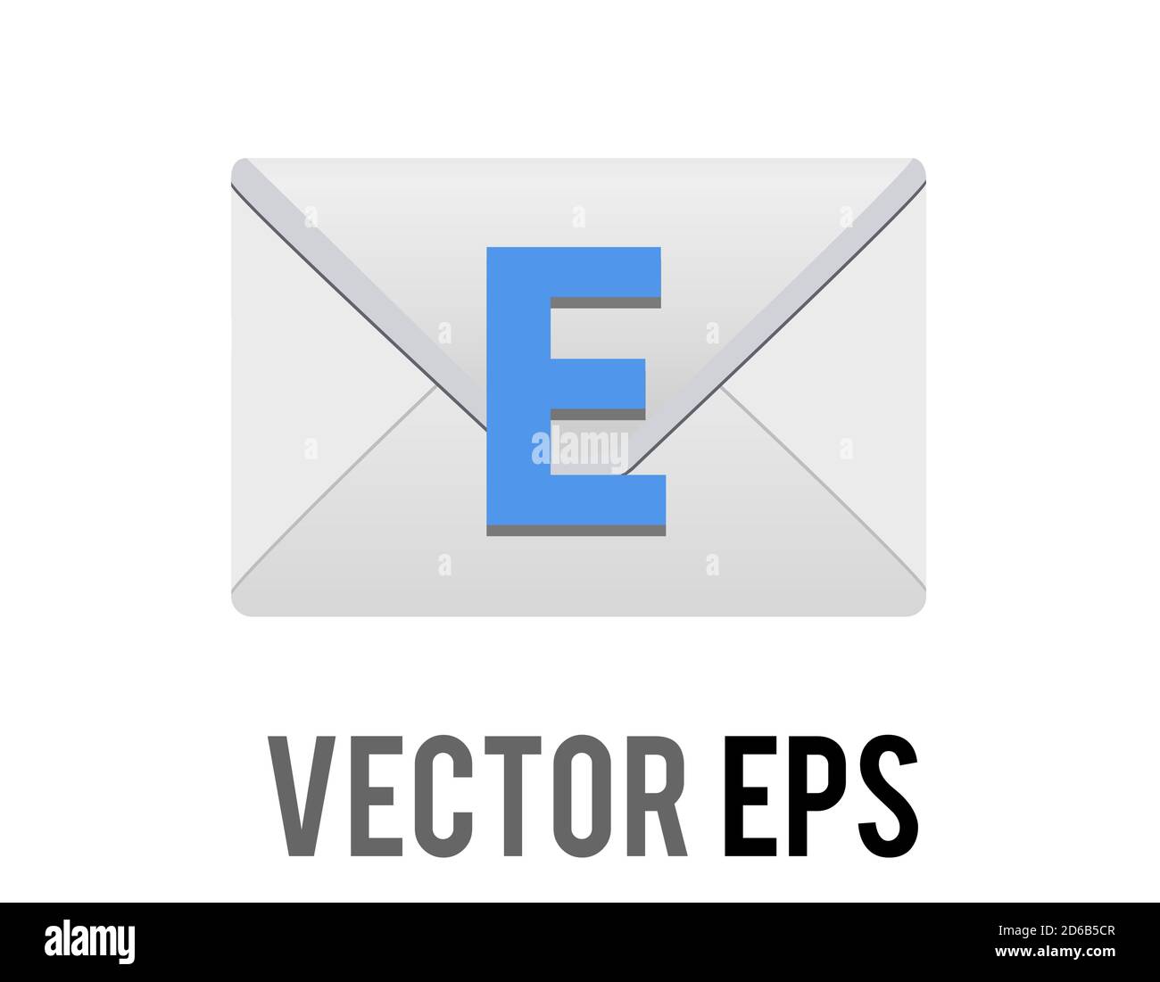 Die isolierte Vektorrückseite aus weißem Umschlag mit einem Großbuchstaben E, für elektronische bedruckt Stock Vektor