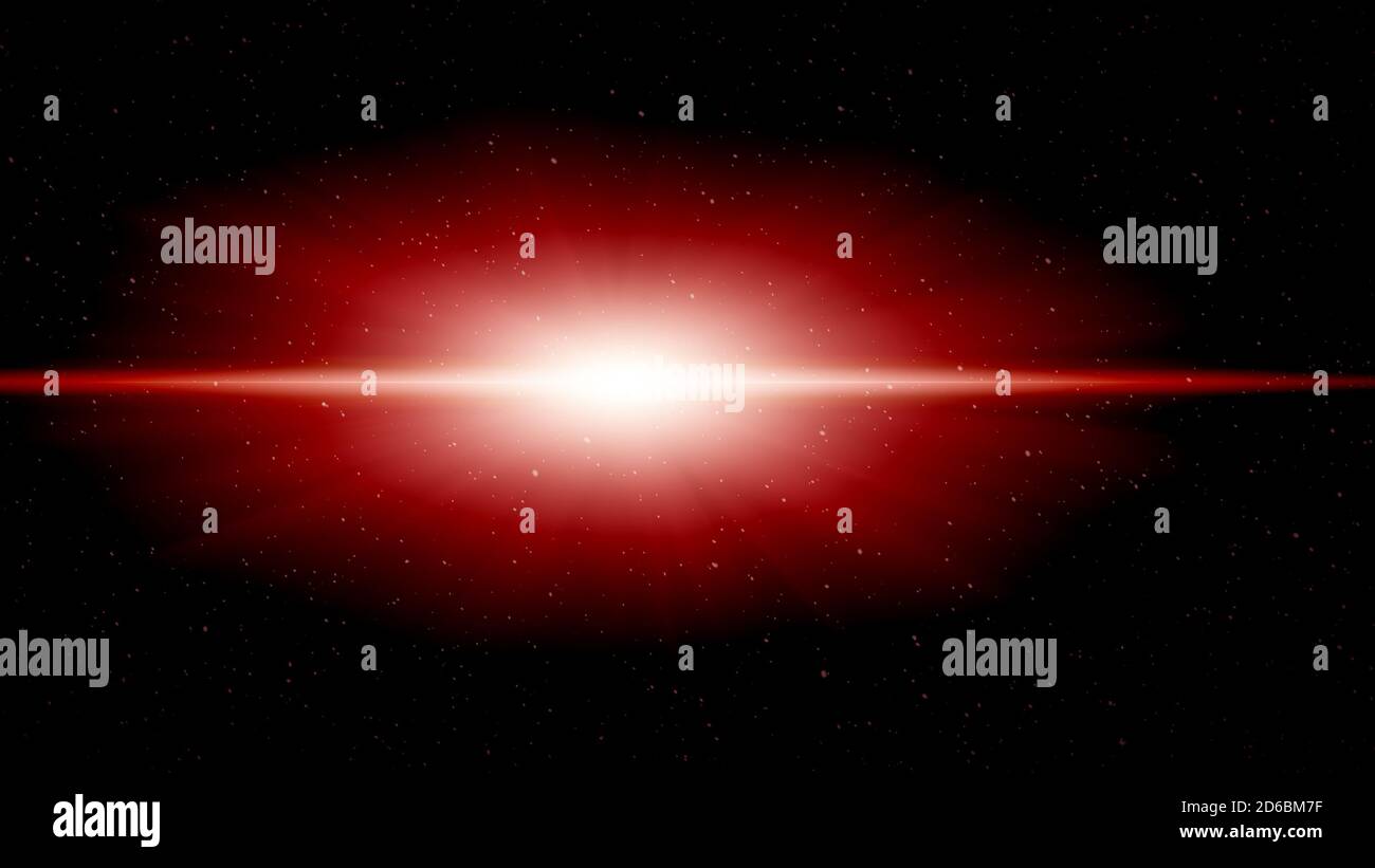 Weiße Partikel, die durch rotes Licht beleuchtet werden, Lichtreflexe Stockfoto