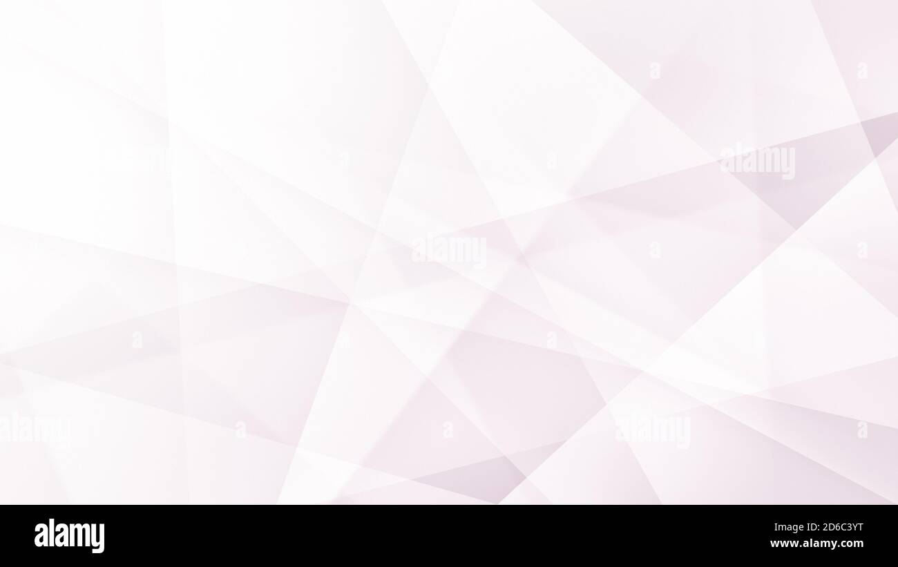 Transparente hellviolette oder rosa Linien, Schichten und geometrische Formen auf weißem Hintergrund. Moderner abstrakter Hintergrund in 4k-Auflösung. Speicherplatz kopieren. Stockfoto