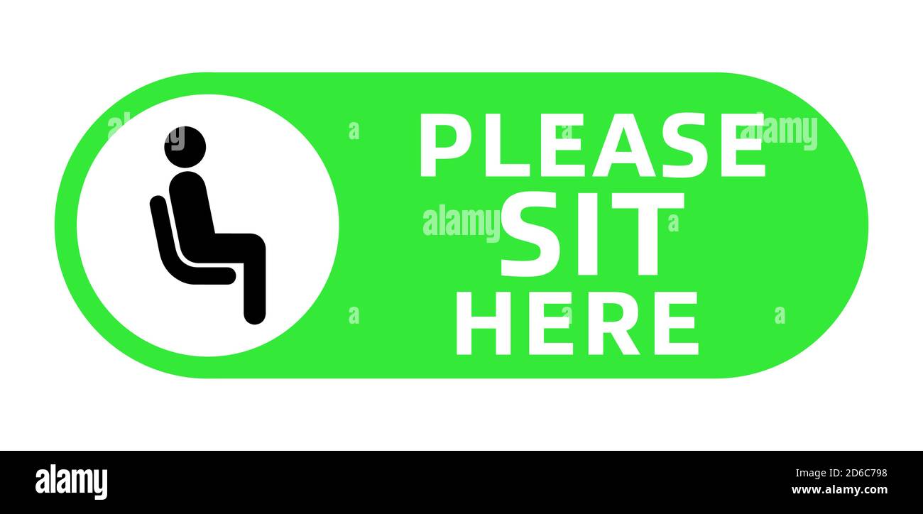 Bitte sitzen Sie hier Beschilderung in grünen Kreis Vektor-Illustration Stock Vektor