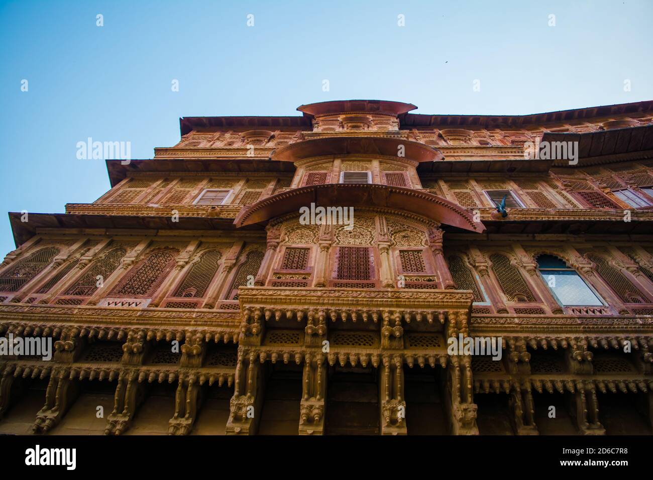 Mehrangarh oder Mehran Fort, in Jodhpur, Rajasthan gelegen, ist eine der größten Festungen in Indien. Stockfoto