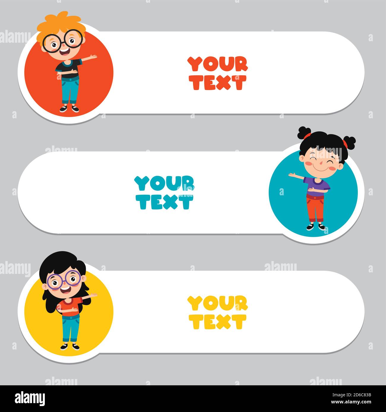 Lustige Kind Präsentiert Und Zeigt Stock Vektor