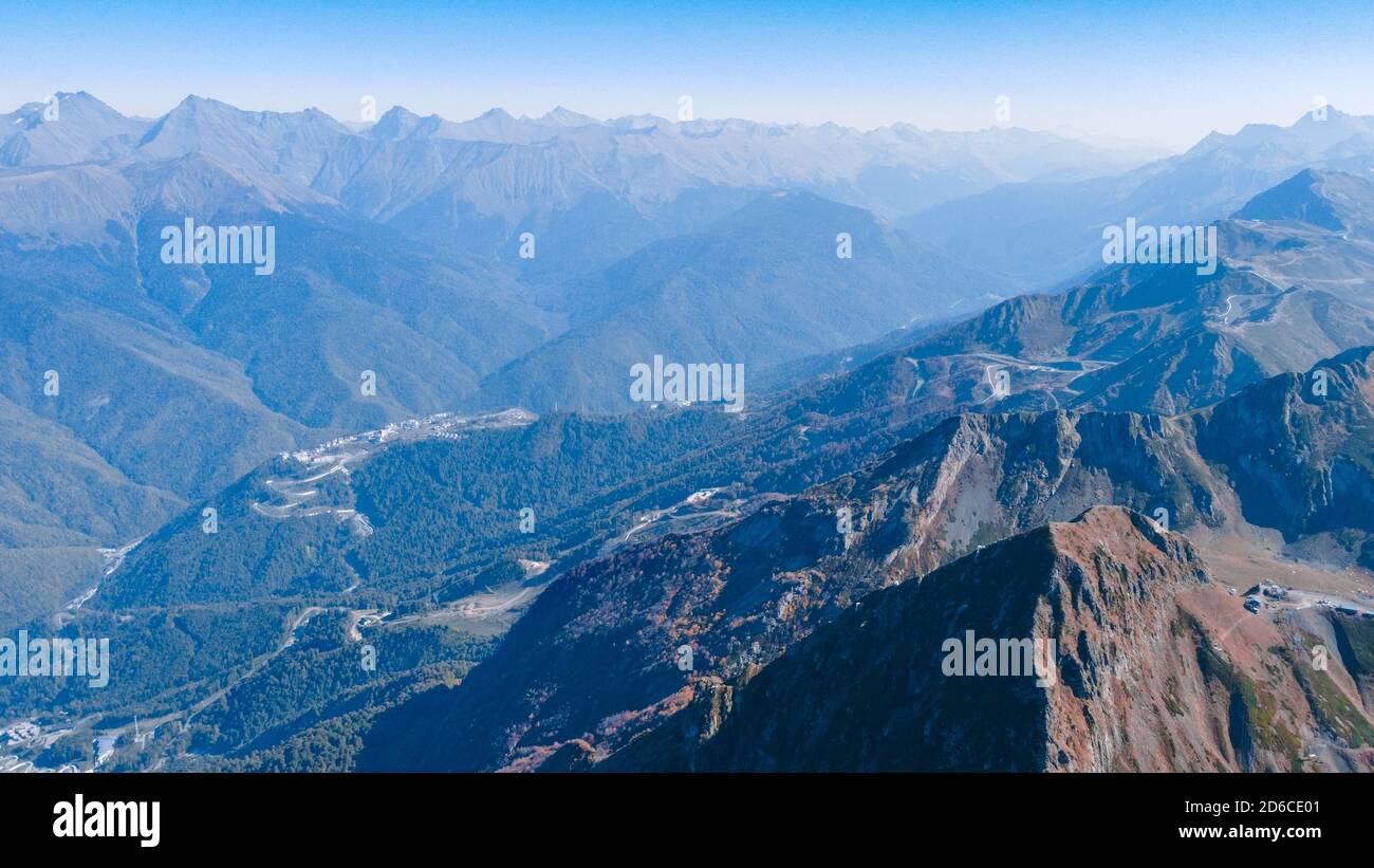 Der Größere Kaukasus Gebirgskette Von Drohne Aufgenommen Stockfoto
