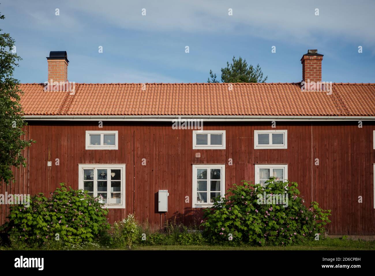 Ansicht des Holzhauses Stockfoto
