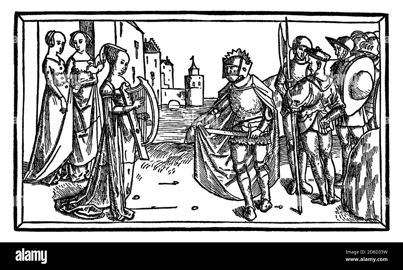 Ein Blatt aus der Lübecker Bibel, 1494, Holzstich von Steffen Arndes Stockfoto